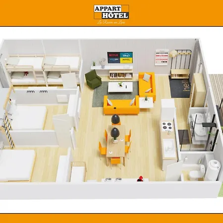 Les Prés Blondeau, 1 à 10 Personnes, 3 Chambres, Terrasse, Parking Privé, Wifi, Arrivée Autonome 24-7 Appart hôtel Les Rosiers